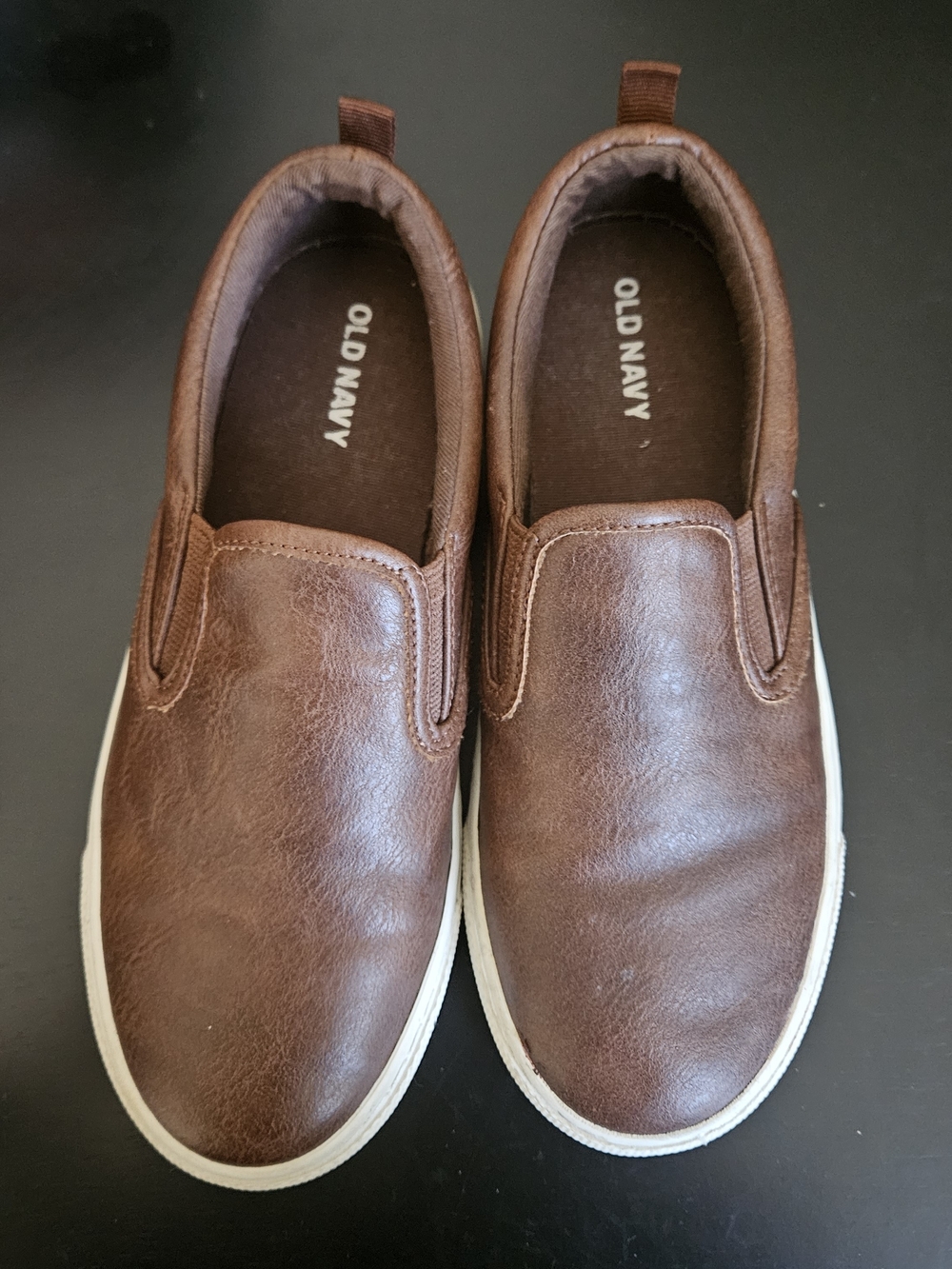 KIDS Old Navy Brown Slip-On Leather-Style Casual Loafers - Picture 2 of 3